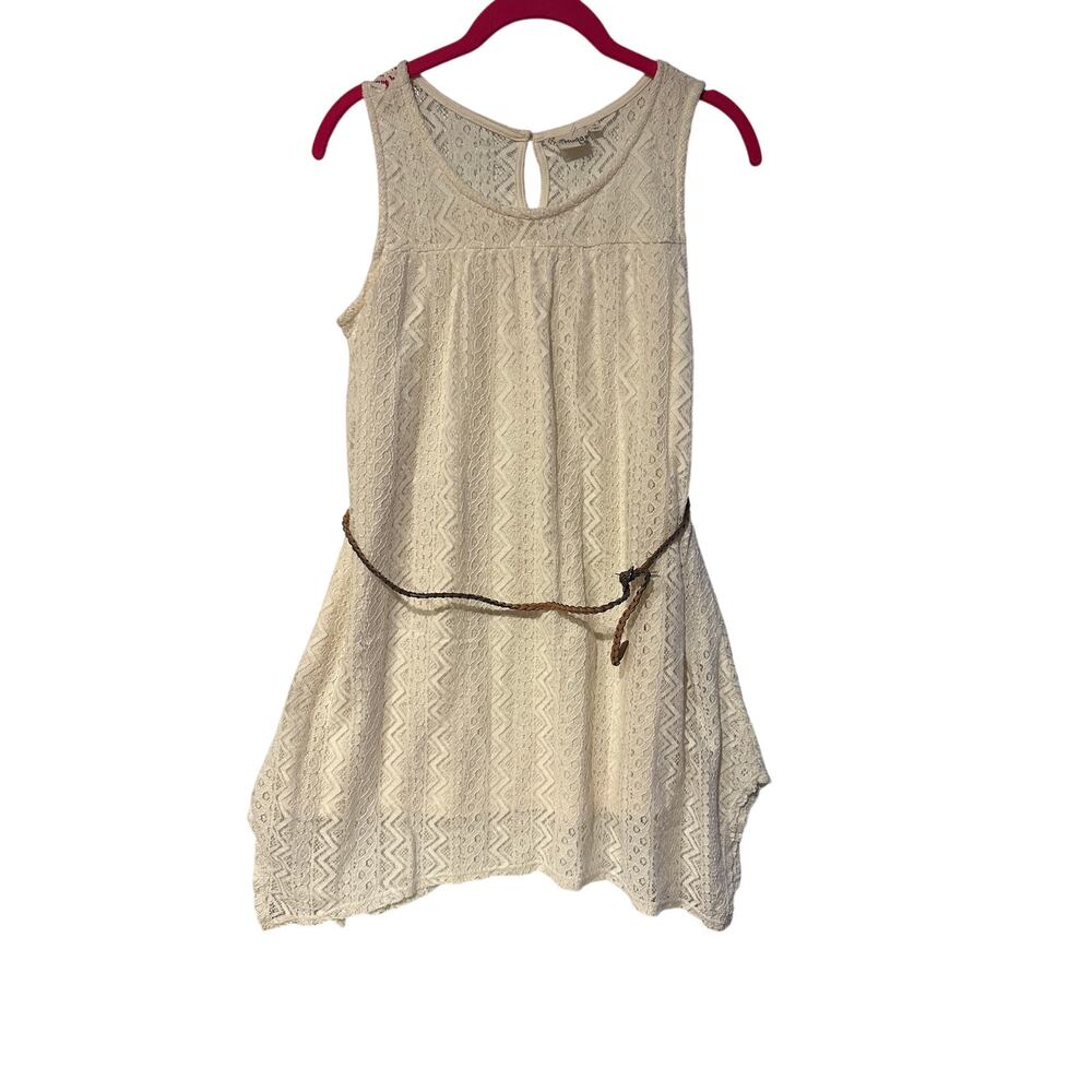 Mudd Sleeveless Ivory A Line Dress Eyelet Lace w Lining Girls Size 14 NWT Belt